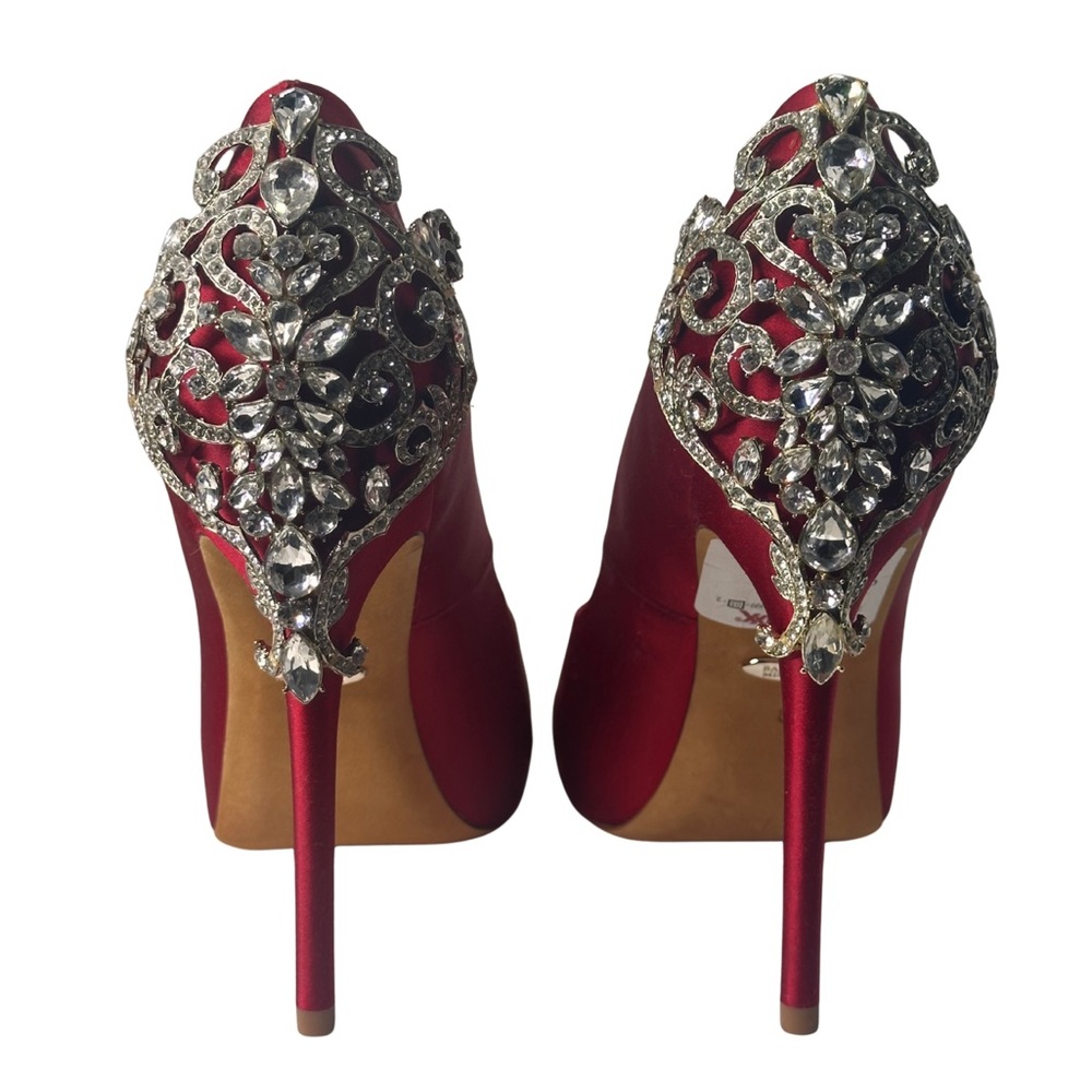 Badgley Mischka Red Heels with Crystal Detailing